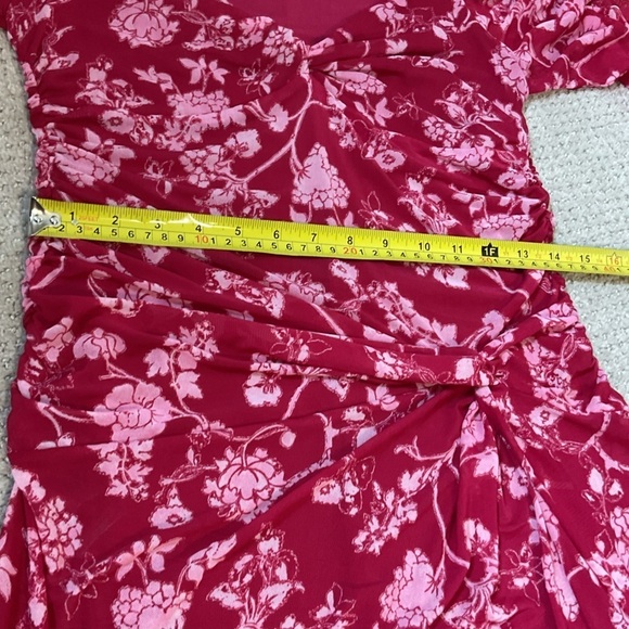House of Harlow Floral Mesh Front Slit Pink Midi Dress Size Medium - Picture 9 of 11